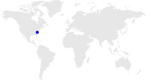 Point on 'United States of America' in world map