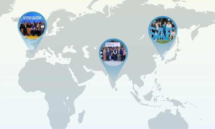 삼성의 교육이 제공되고 있는 국가를 표시한 지도 사진