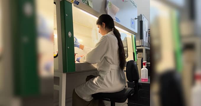 Carmen at work in the lab