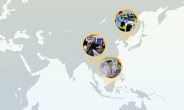삼성이 청소년 대상 교육을 제공하고 있는 국가가 표시된 지도 사진