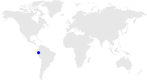 Point on 'Peru' in world map