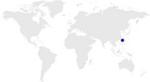 Point on 'Taiwan' in world map