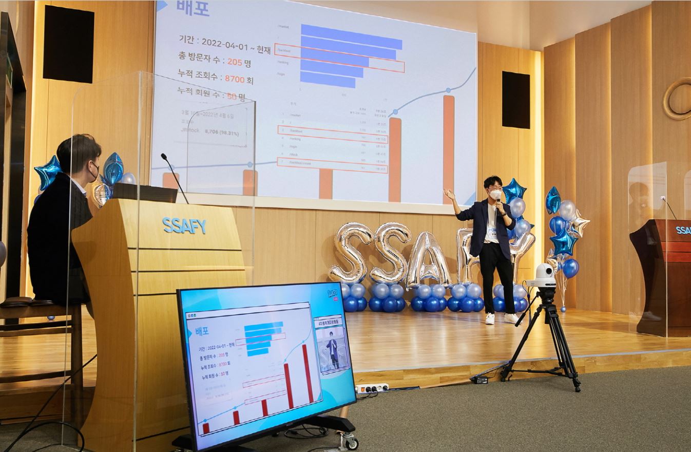 4월 8일 서울 강남구 ‘삼성청년SW아카데미’ 서울 캠퍼스에서 SSAFY 6기 교육생이 SW 개발 프로젝트 과제를 발표하고 있다.