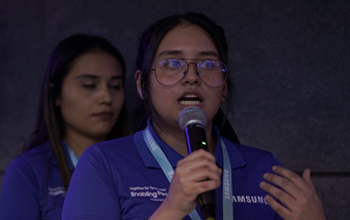 Participants from Samsung Innovation Campus giving a presentation